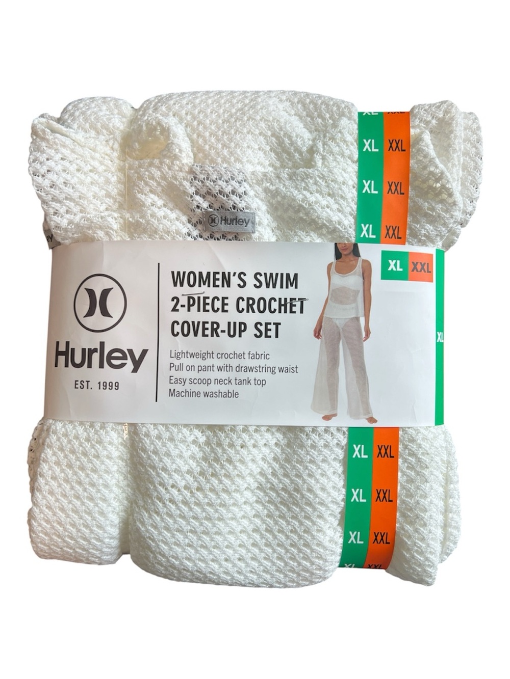 Hurley White Crochet 2-Piece Swim Cover-Up Set - NWT - Size XL-XXL